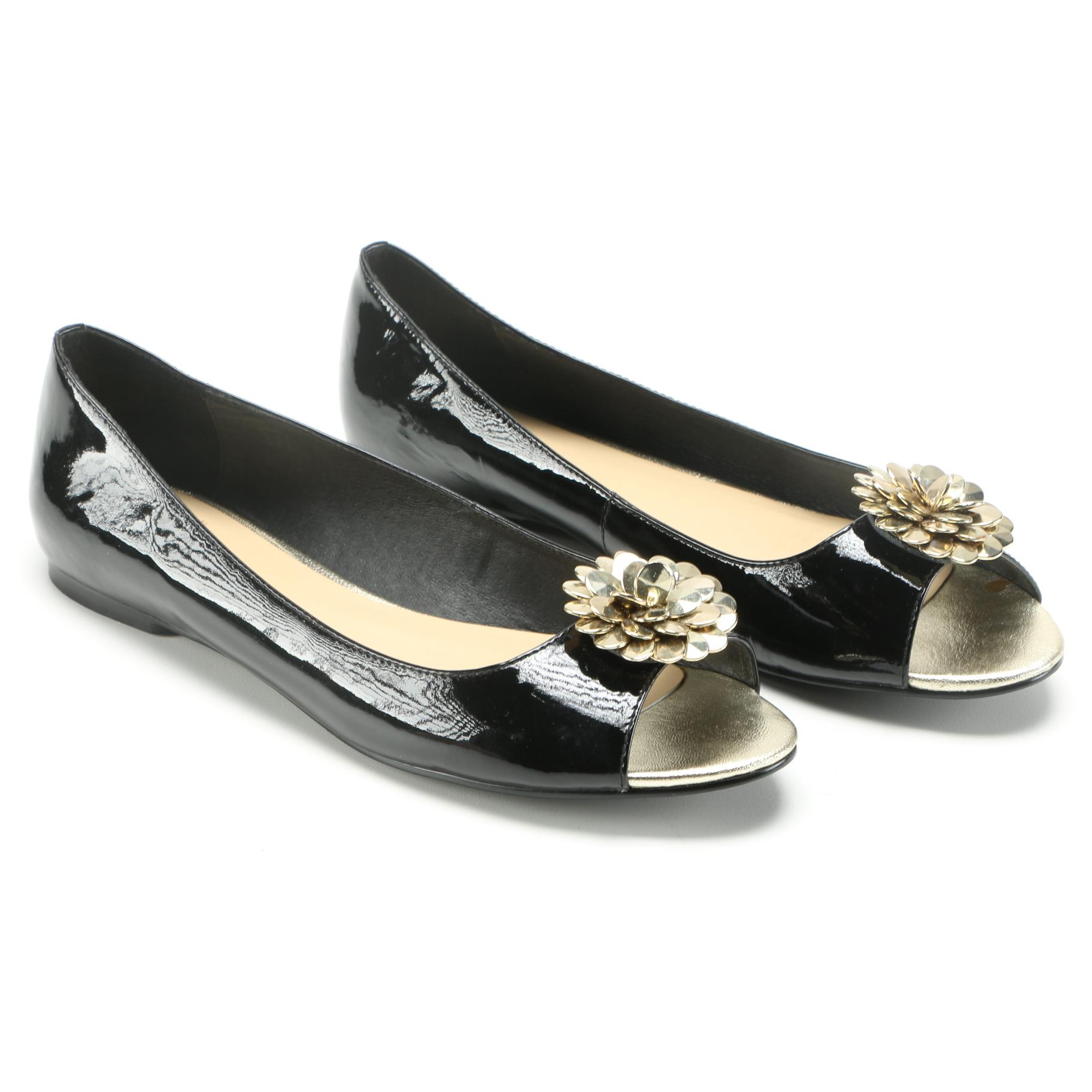 Kate Spade Patent Leather Peep Toe Flats