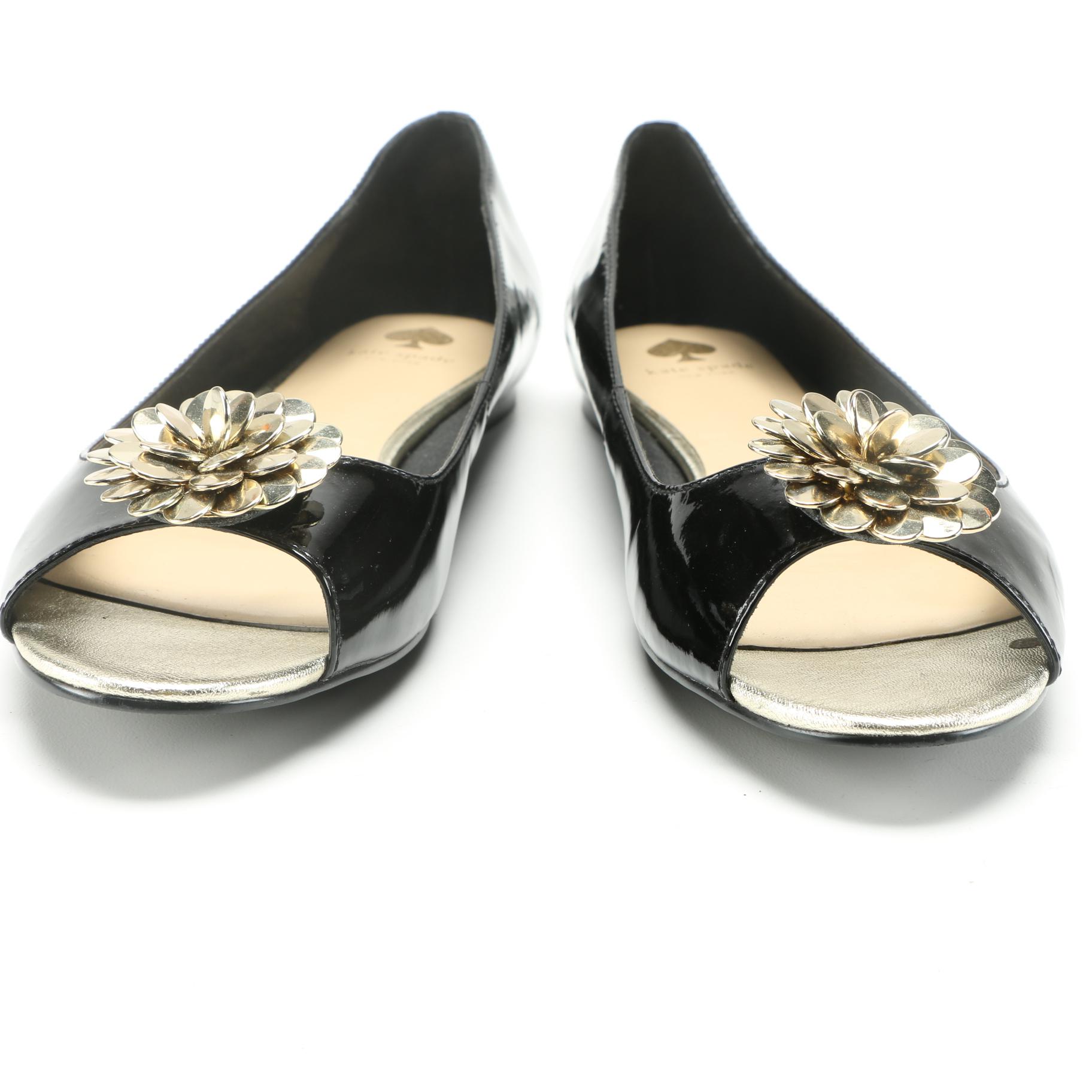 Kate Spade Patent Leather Peep Toe Flats