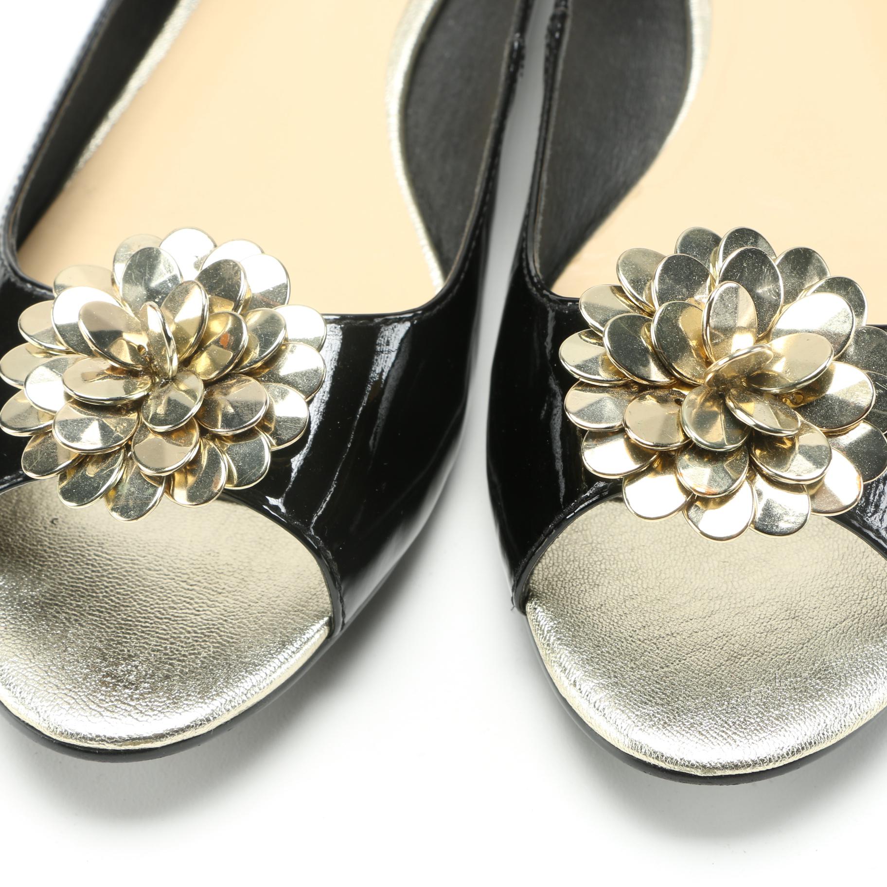 Kate Spade Patent Leather Peep Toe Flats
