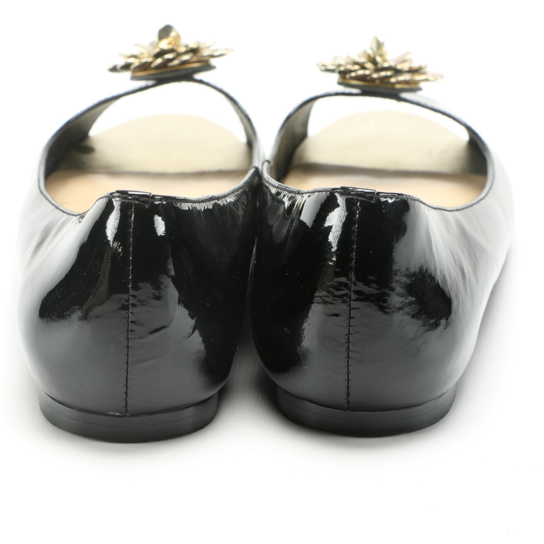 Kate Spade Patent Leather Peep Toe Flats