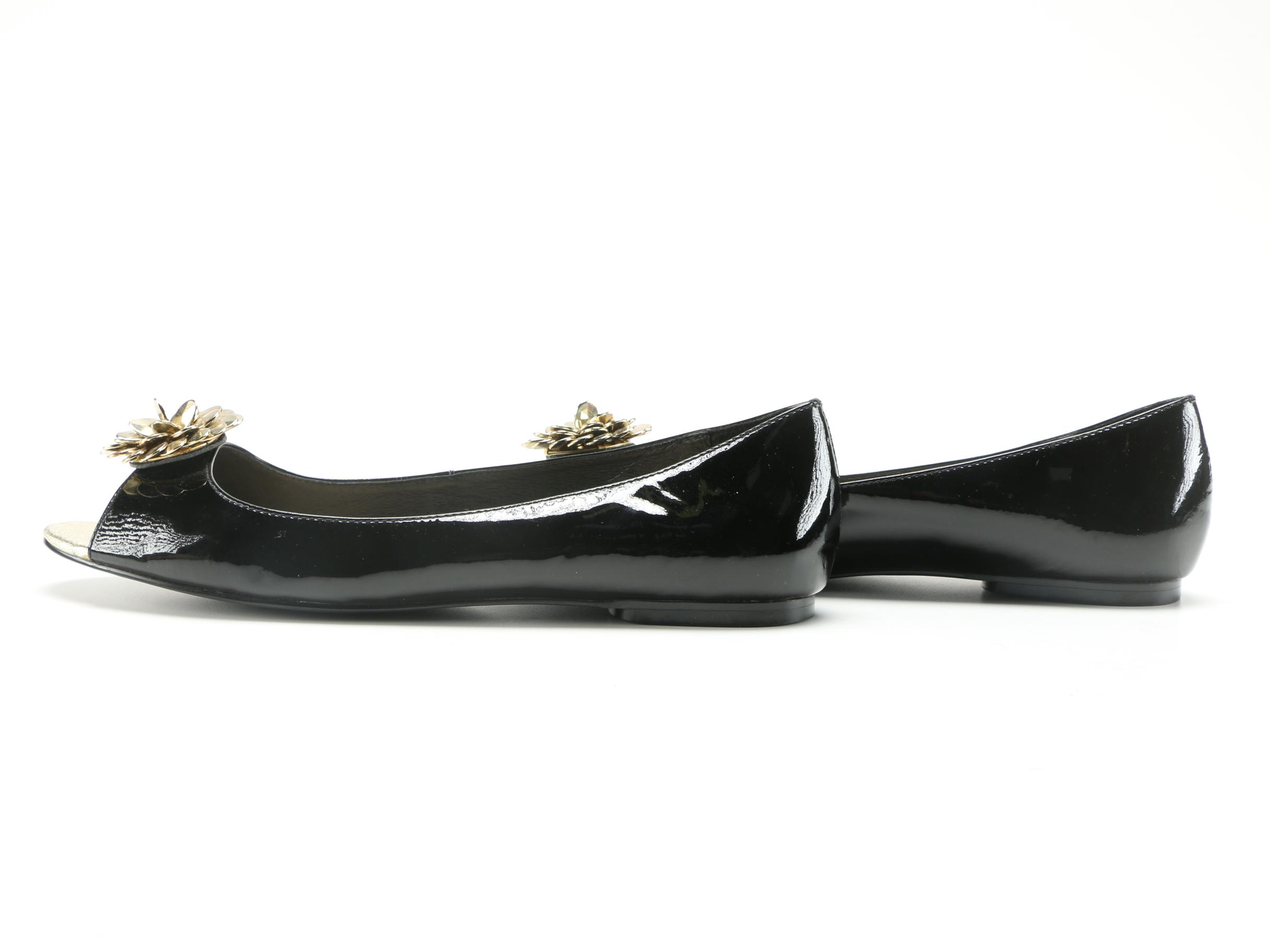 Kate Spade Patent Leather Peep Toe Flats