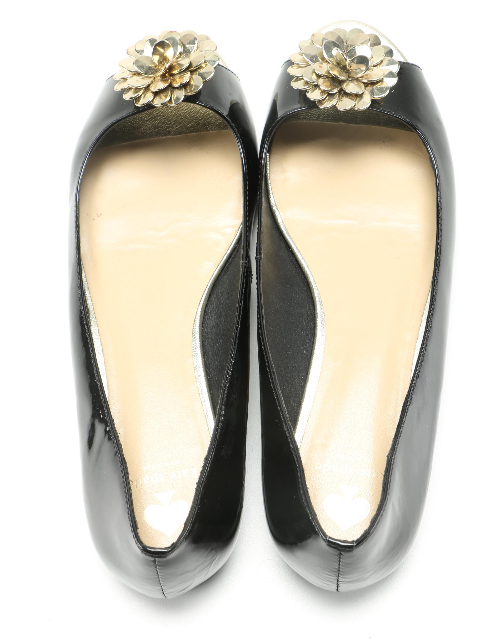 Kate Spade Patent Leather Peep Toe Flats