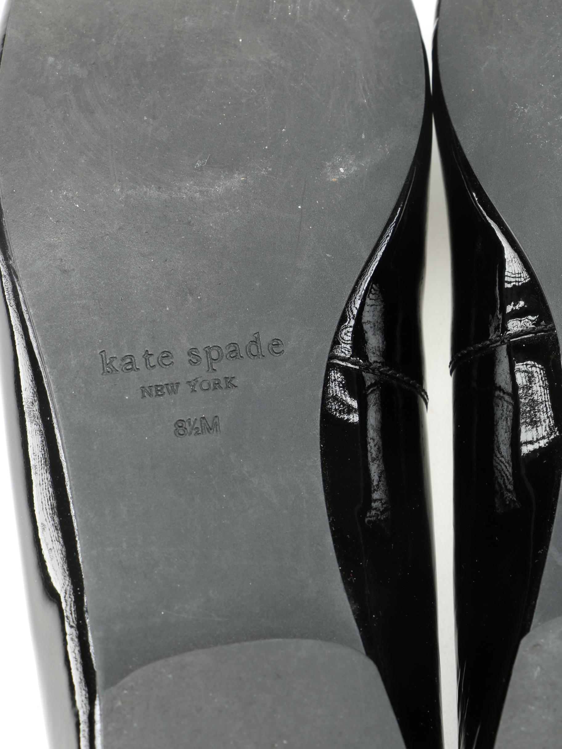 Kate Spade Patent Leather Peep Toe Flats
