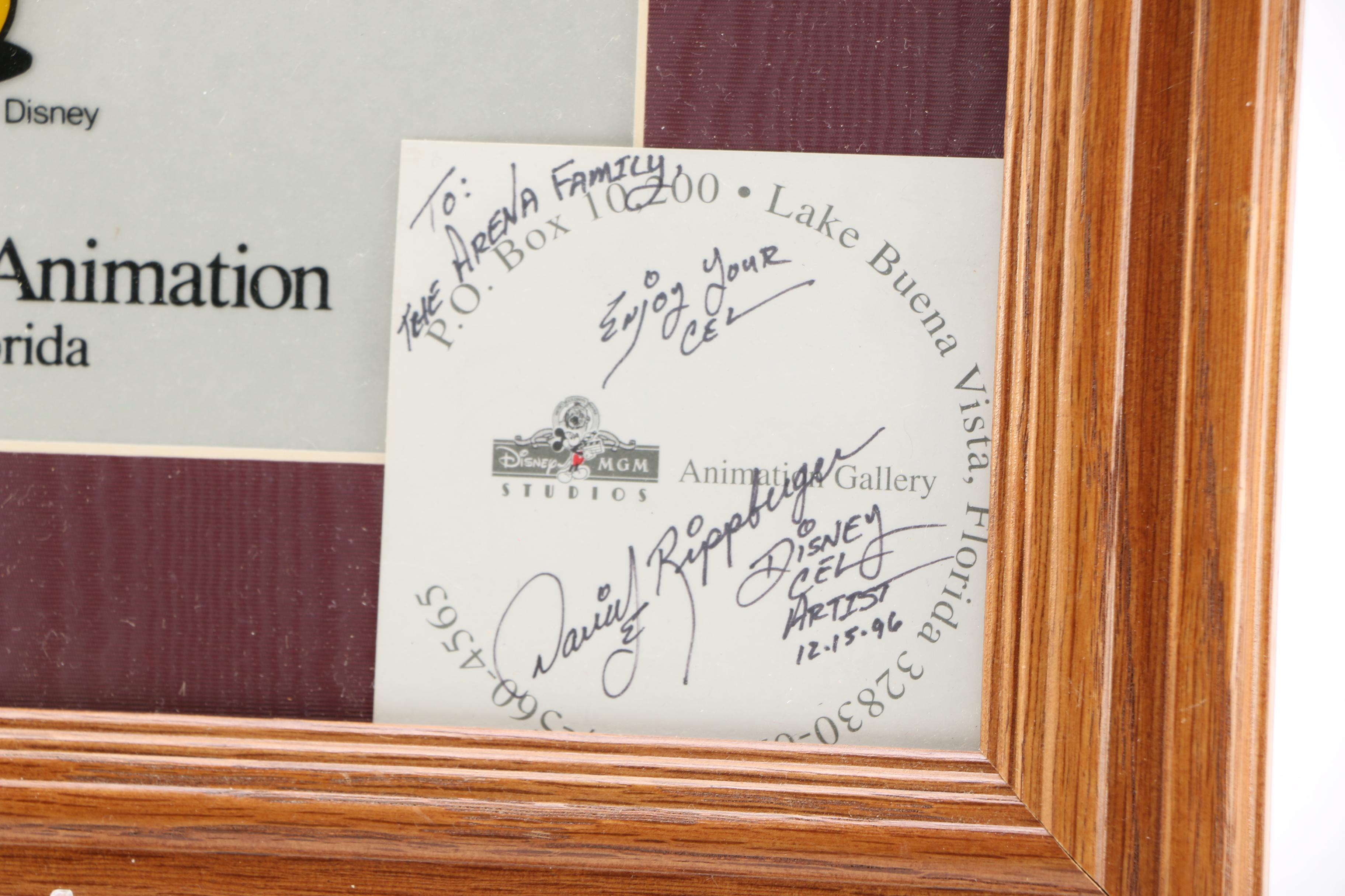 Group of Sericels of Disney Characters Including Autographs