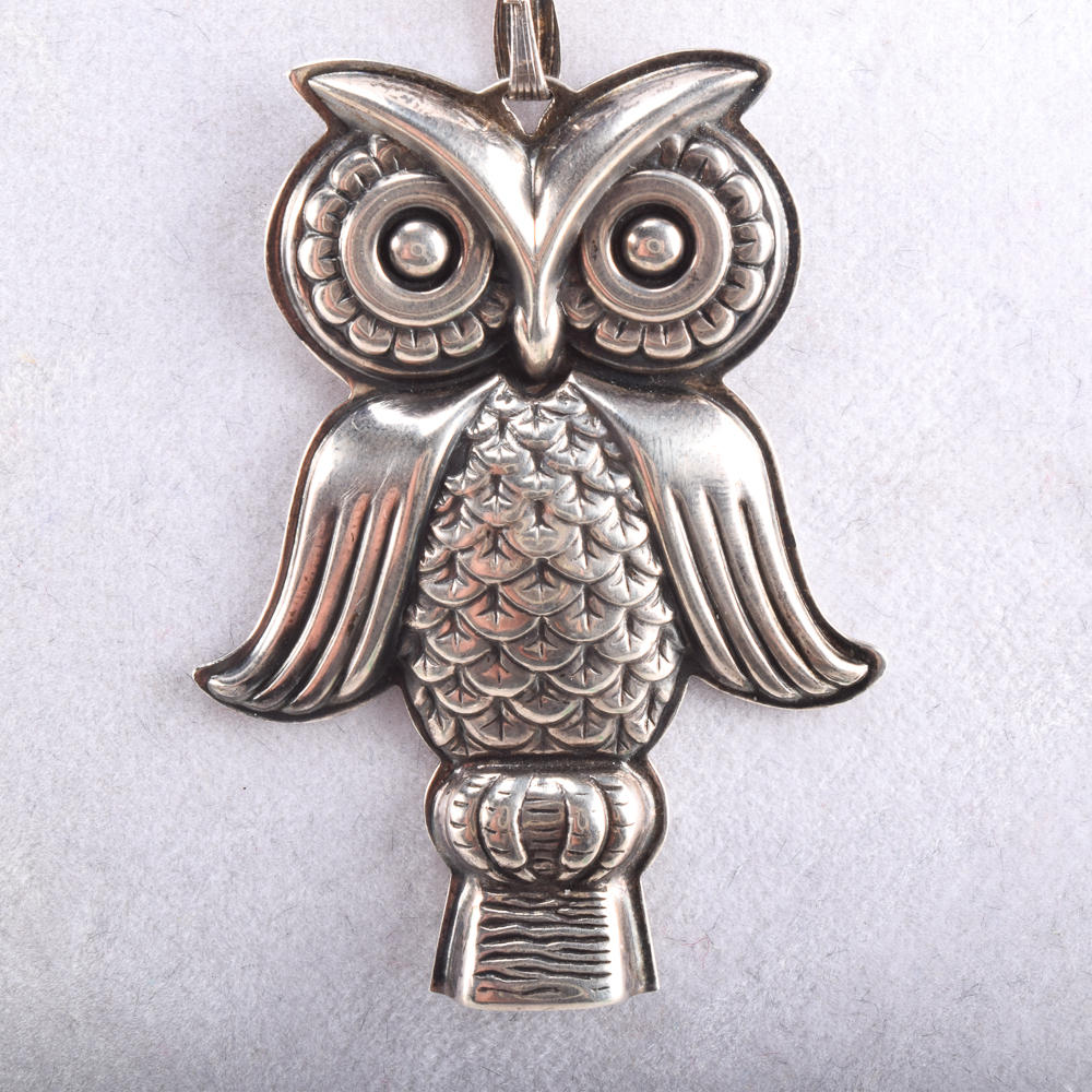 Reed & Barton Sterling Silver Owl Whistle Necklace