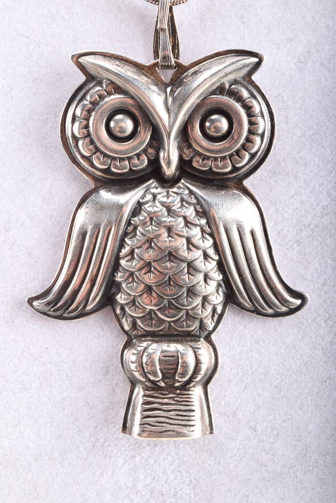Reed & Barton Sterling Silver Owl Whistle Necklace