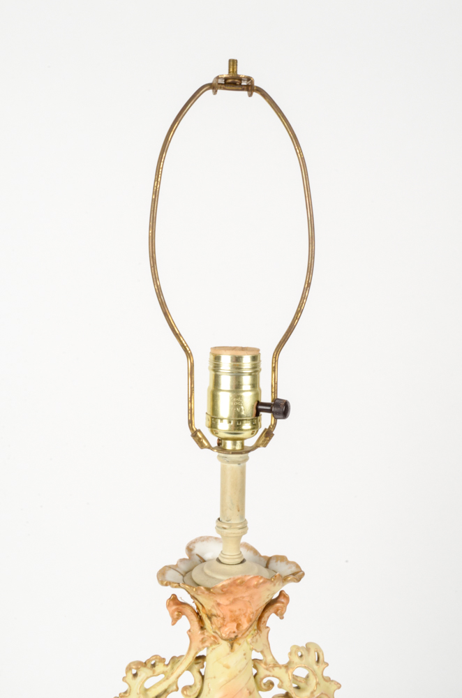 Vintage Ornate Hand-Painted Floral Porcelain Lamp