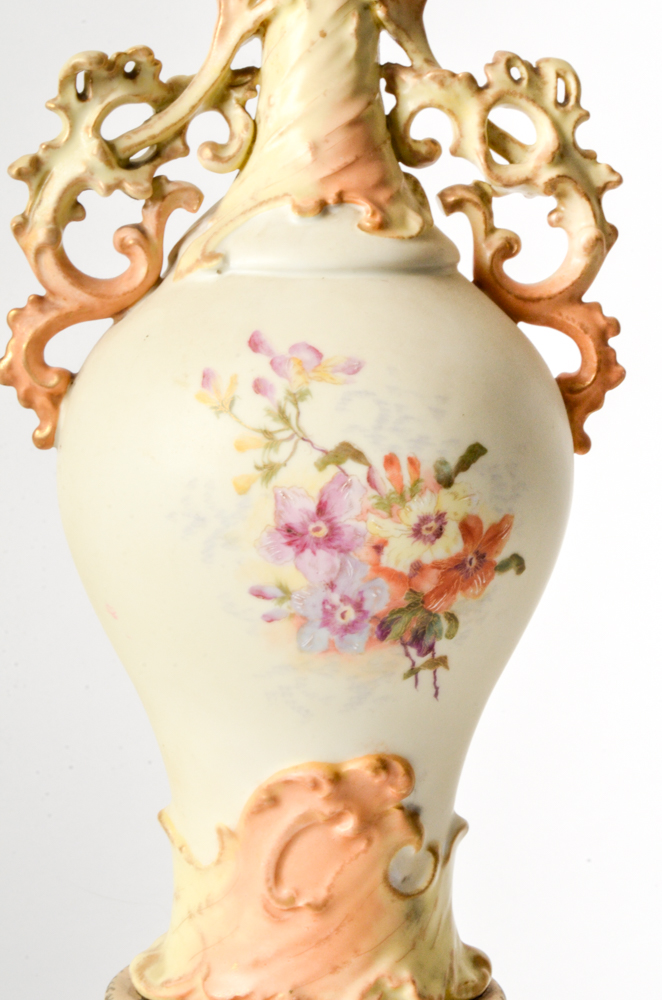 Vintage Ornate Hand-Painted Floral Porcelain Lamp