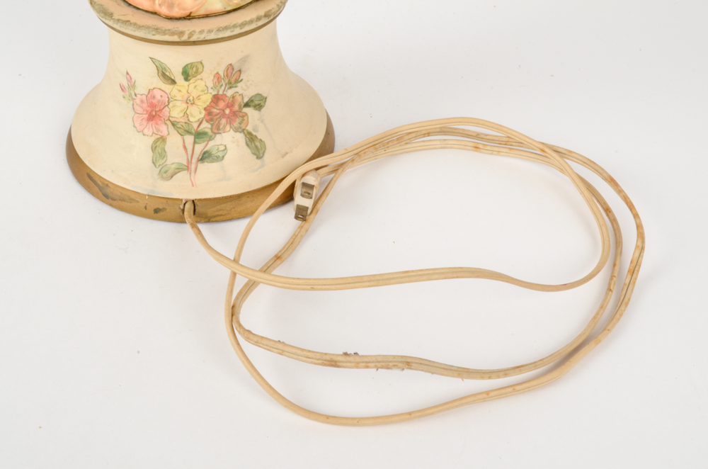 Vintage Ornate Hand-Painted Floral Porcelain Lamp