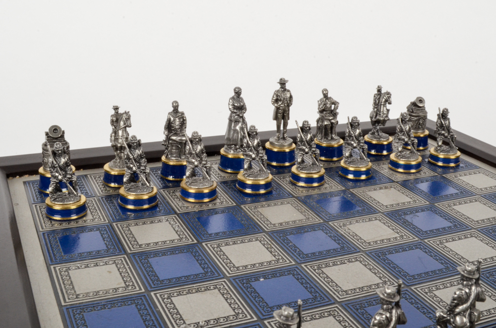 Pewter American Civil War Chess Set by The Franklin Mint