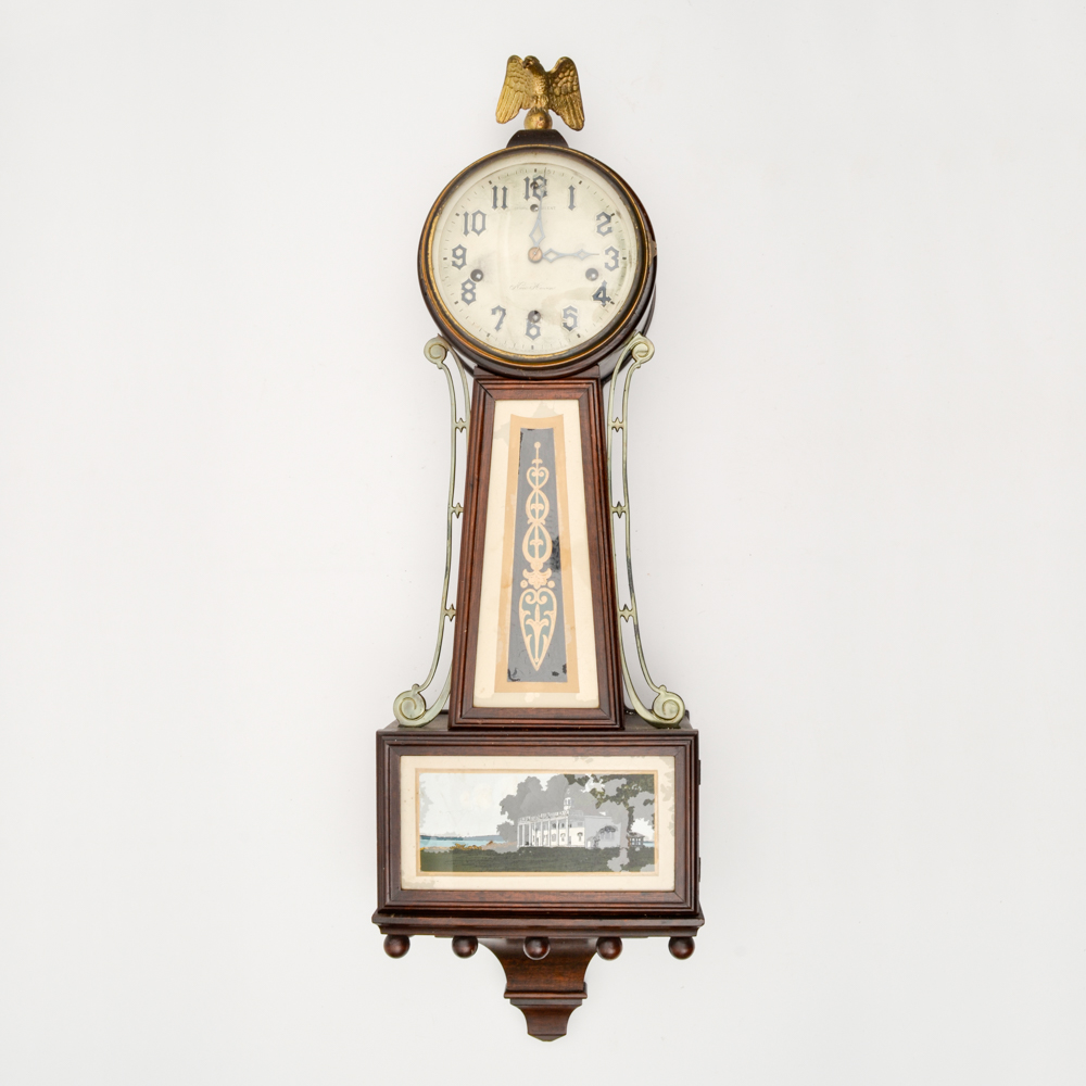 1920s New Haven Winsome "Mt Vernon" Églomisé Banjo Clock