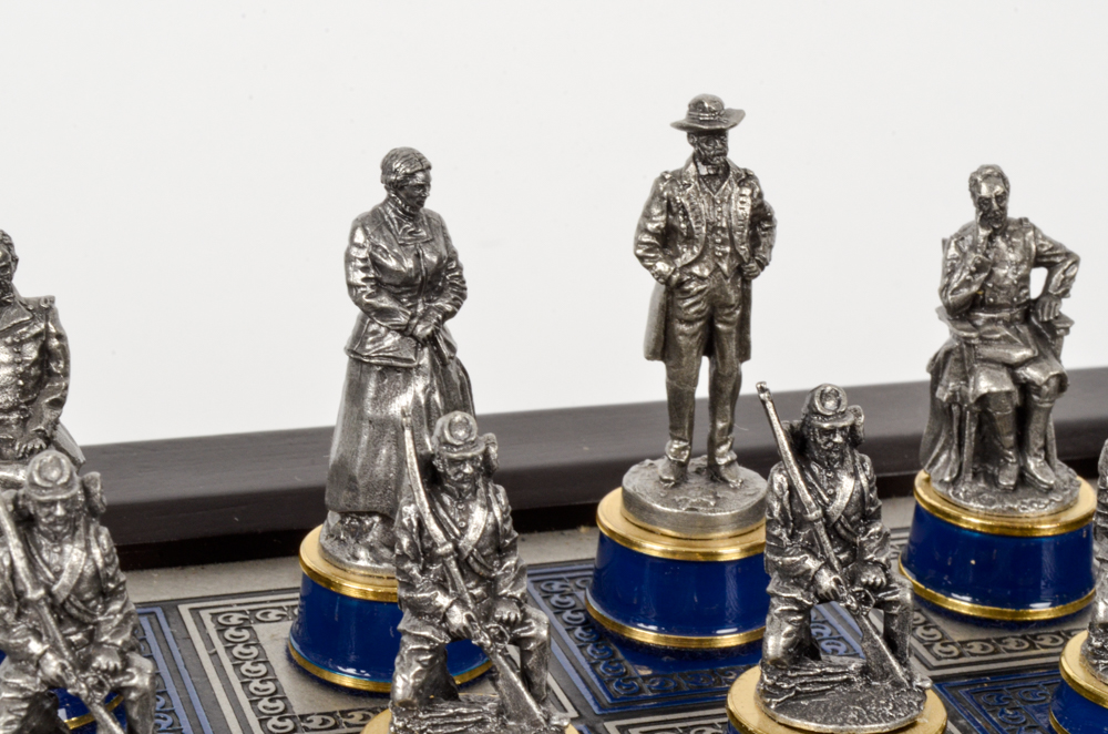 Pewter American Civil War Chess Set by The Franklin Mint