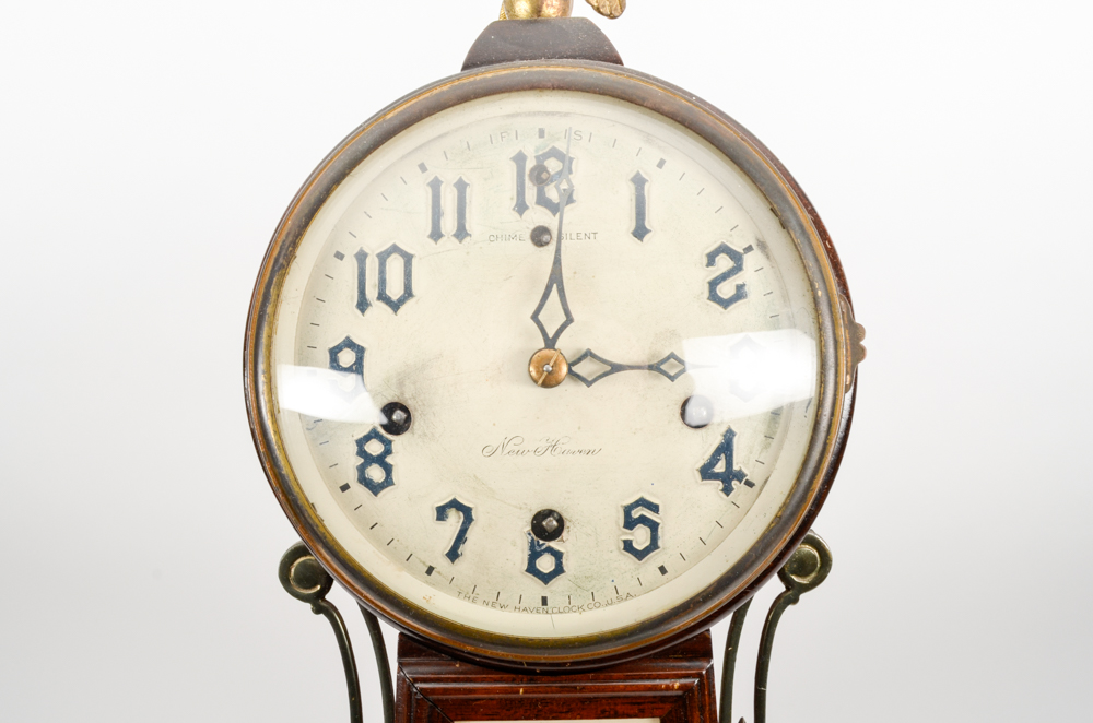 1920s New Haven Winsome "Mt Vernon" Églomisé Banjo Clock