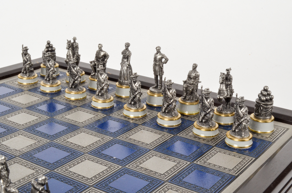 Pewter American Civil War Chess Set by The Franklin Mint