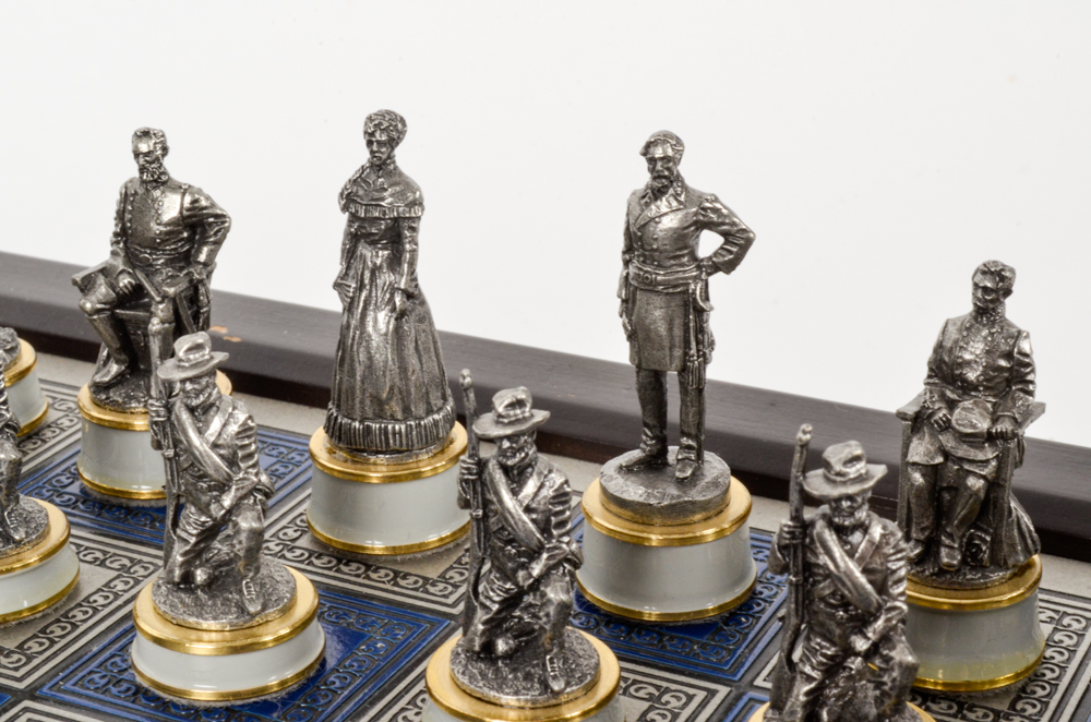 Pewter American Civil War Chess Set by The Franklin Mint