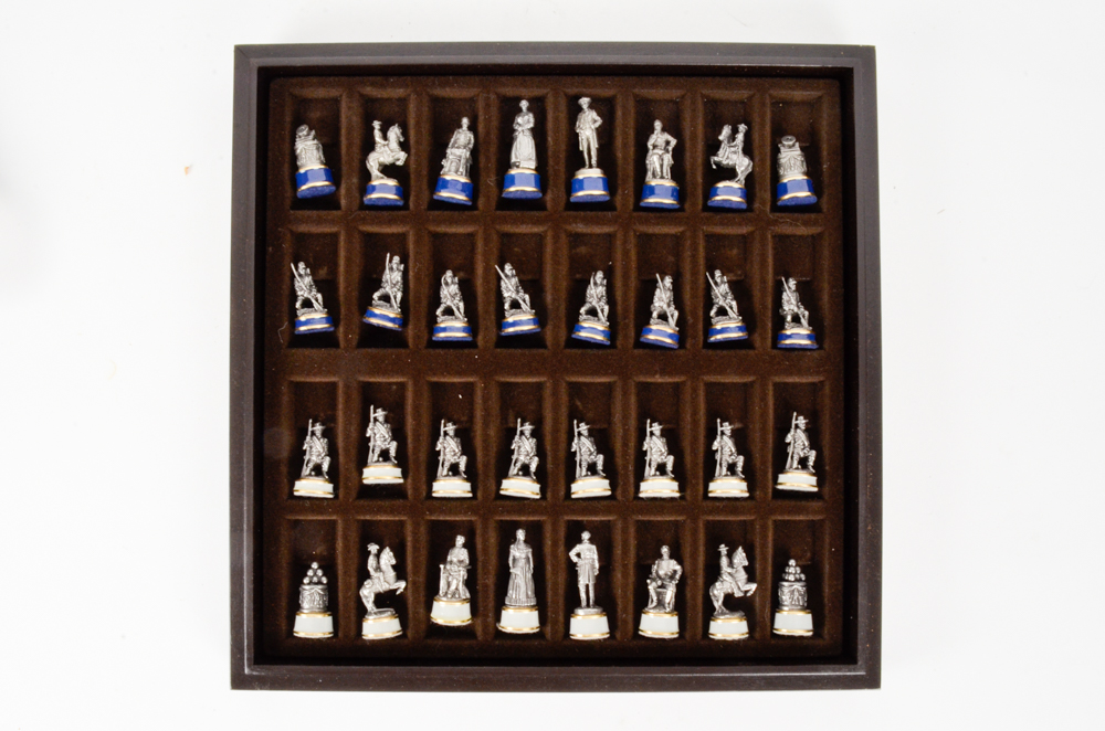 Pewter American Civil War Chess Set by The Franklin Mint