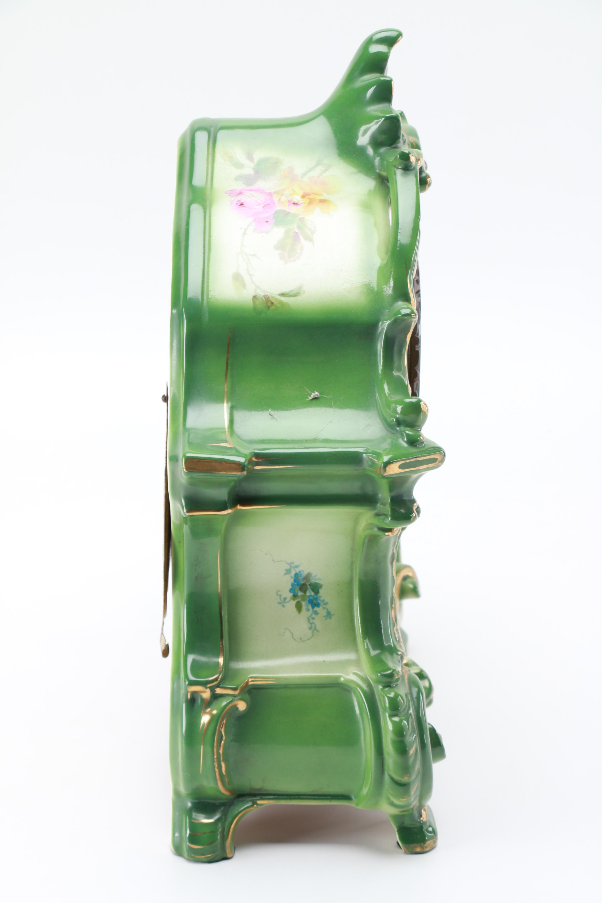 Ansonia Royal Bonn "La Manche" Porcelain Mantel Clock