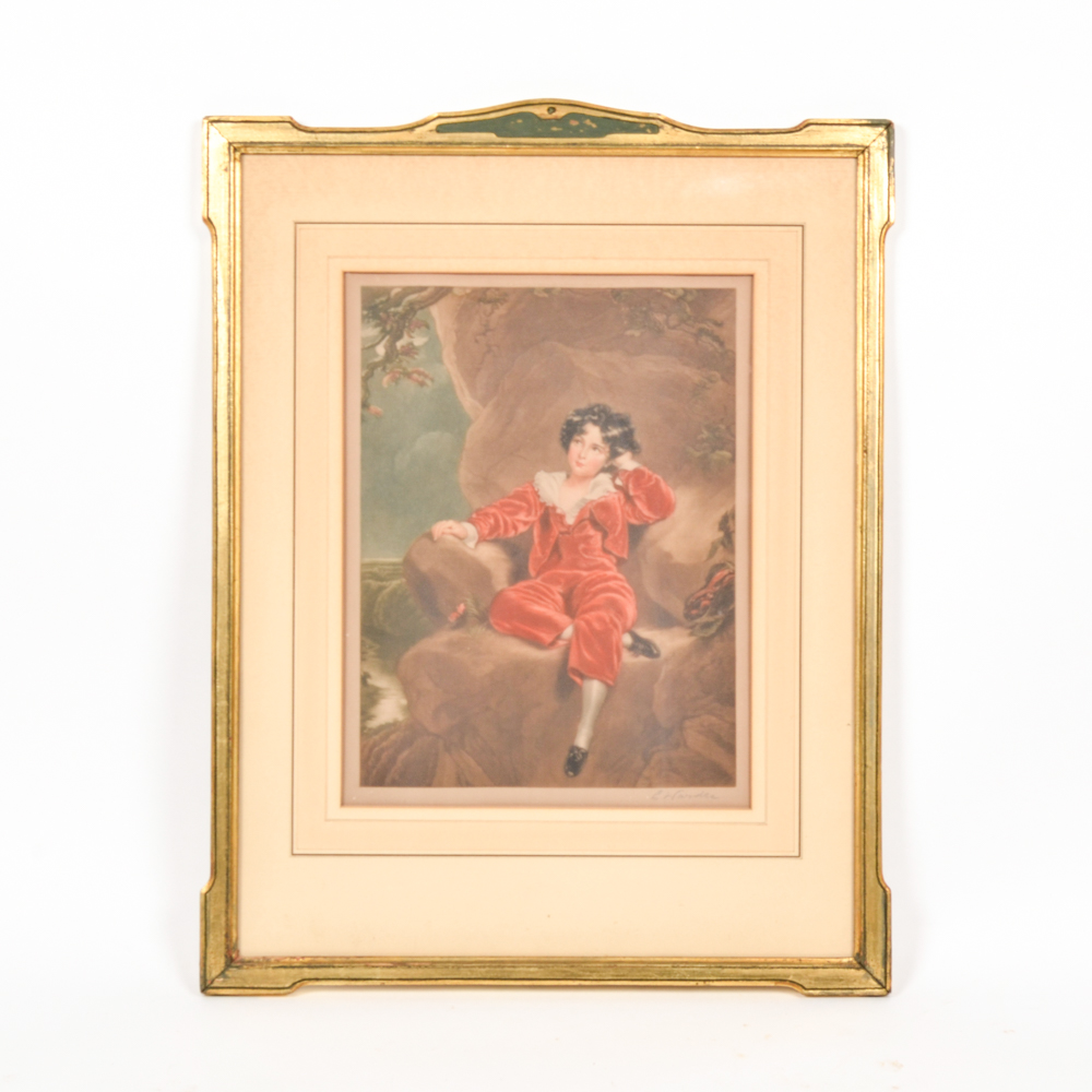 Colored Mezzotint After Thomas Lawrence, Titled "Master Lambton; The Red Boy"