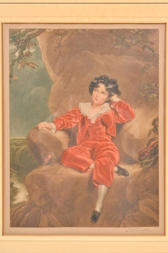 Colored Mezzotint After Thomas Lawrence, Titled "Master Lambton; The Red Boy"