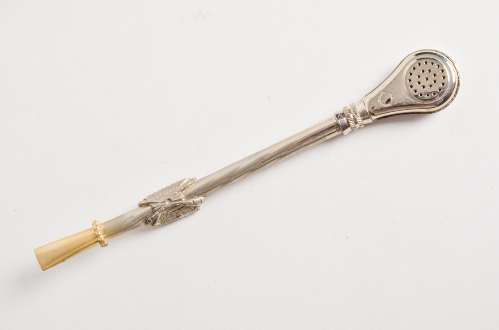 Vintage Long Pipe and Two Yerba Mate Bombilla Spoons