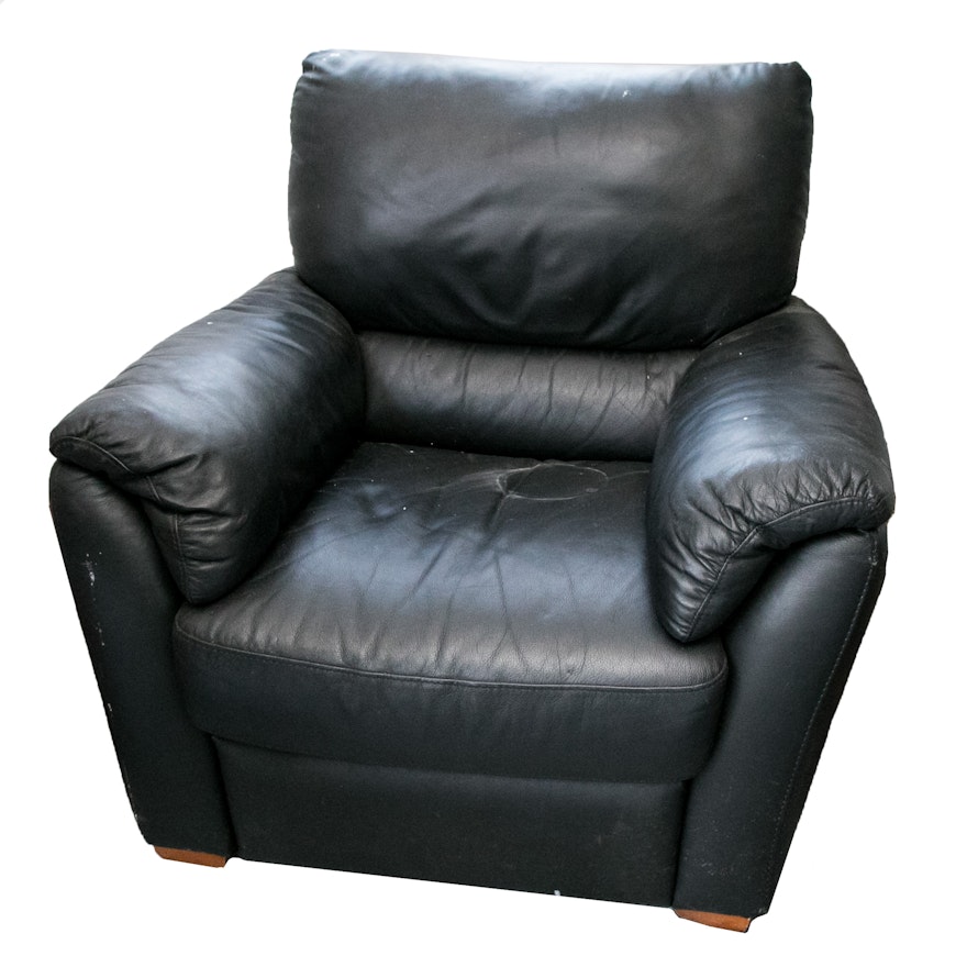 Contemporary Italsofa Black Leather Chair