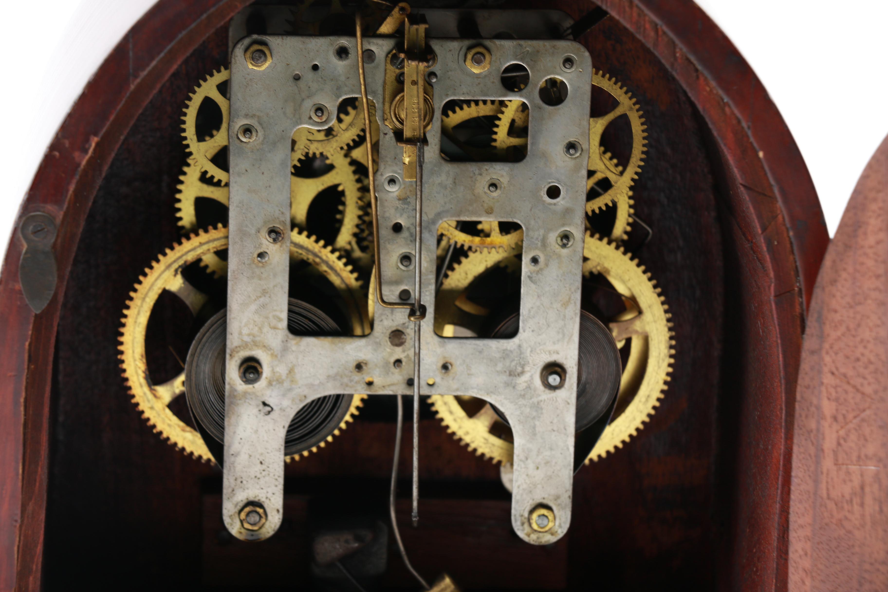 Antique Gilbert Clock Company Bedford Wooden Clock with Winding Key