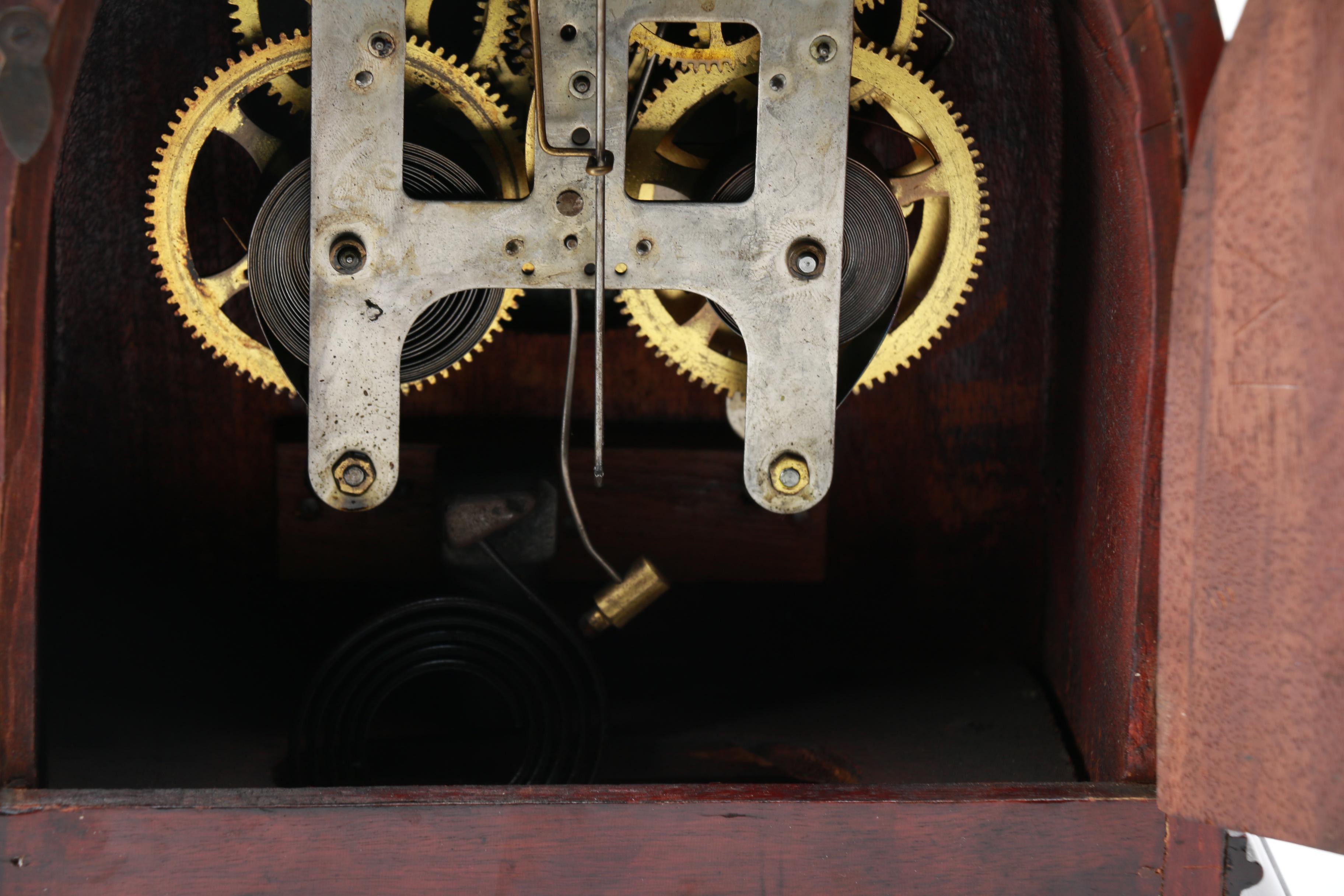 Antique Gilbert Clock Company Bedford Wooden Clock with Winding Key