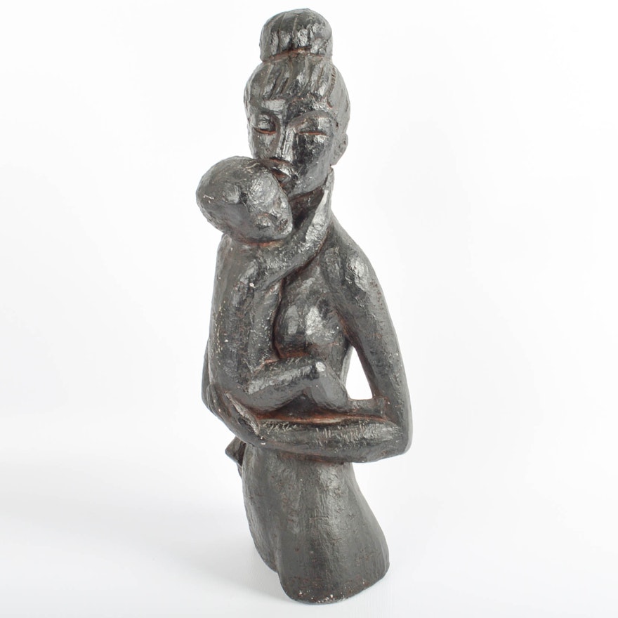 Vintage Mother and Child Sculpture