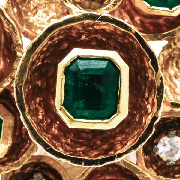 18K Yellow Gold Emerald and Diamond Ring