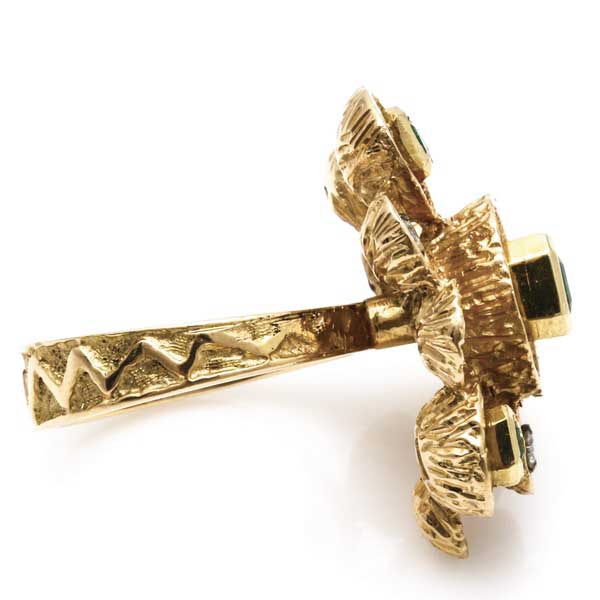 18K Yellow Gold Emerald and Diamond Ring