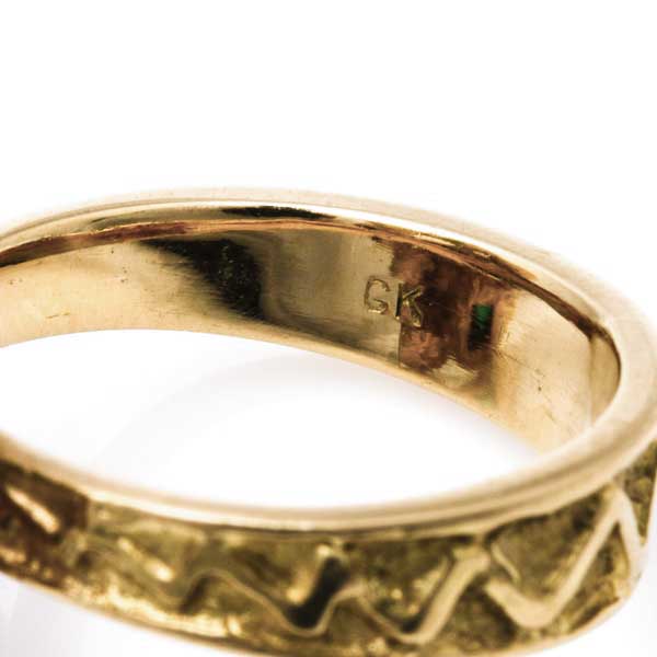 18K Yellow Gold Emerald and Diamond Ring