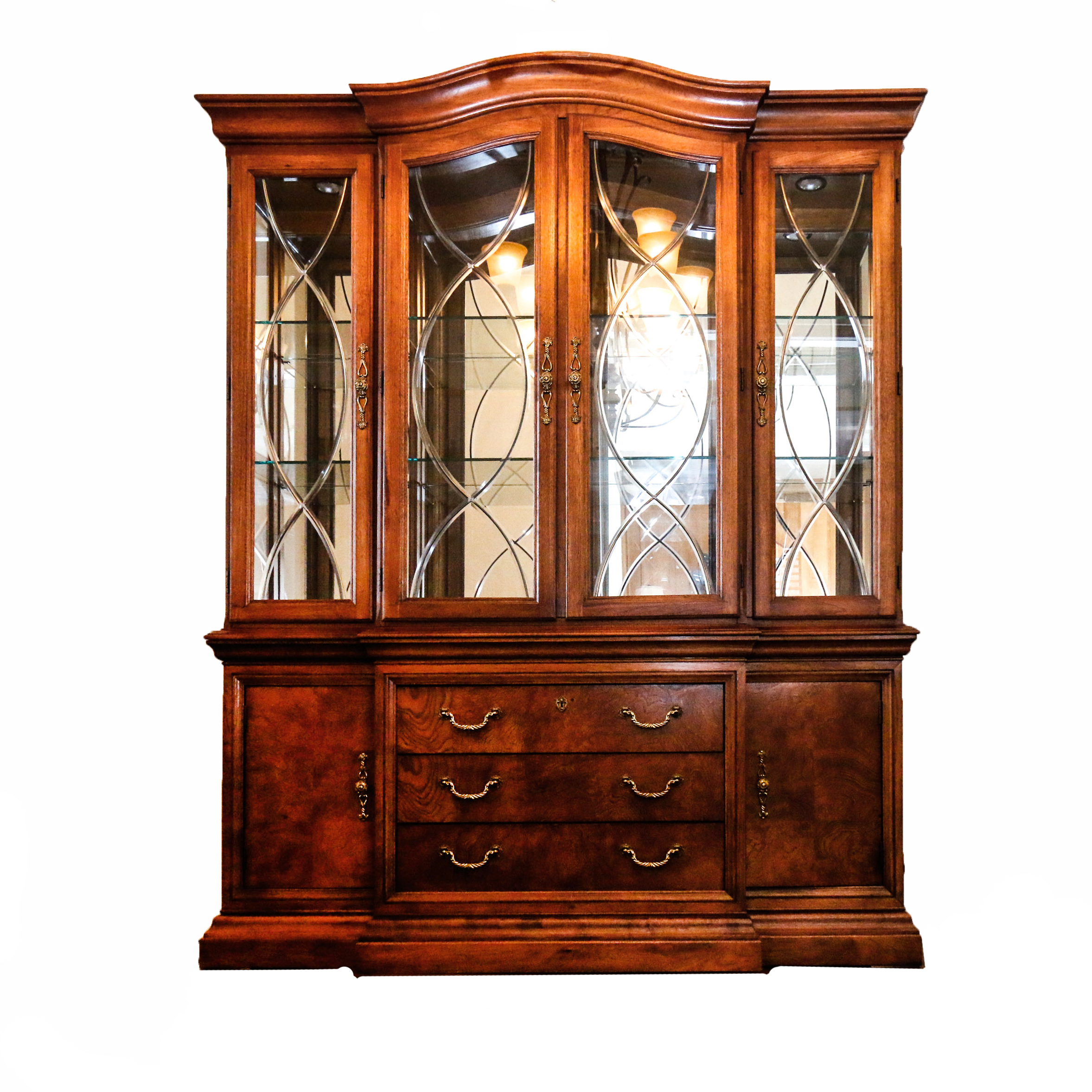 Large Glass and Wooden China Cabinet by Thomasville
