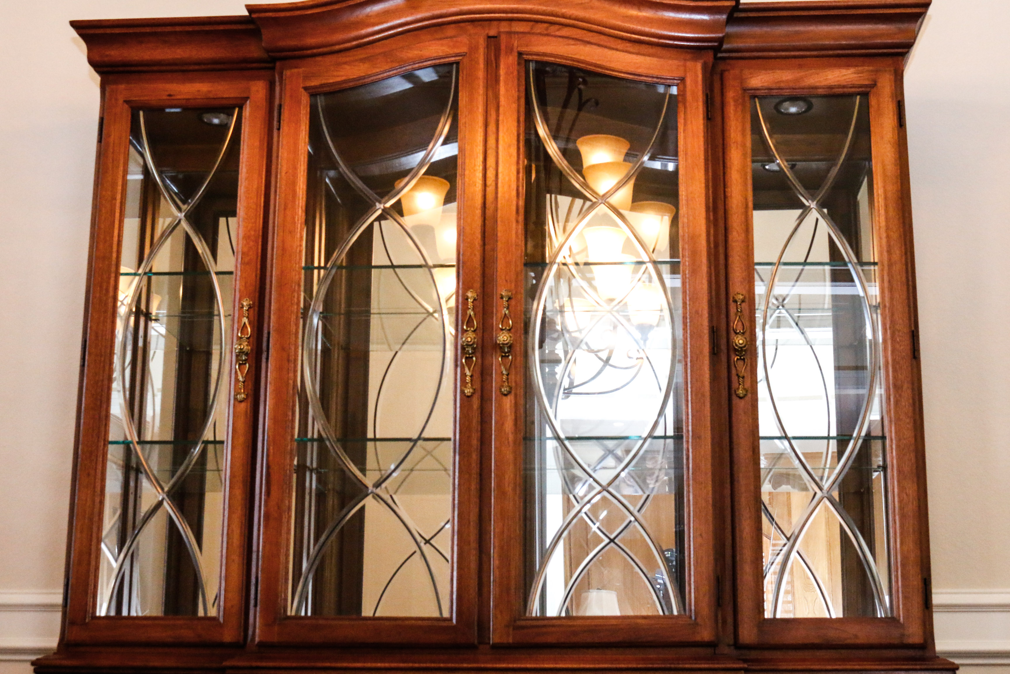 Large Glass and Wooden China Cabinet by Thomasville