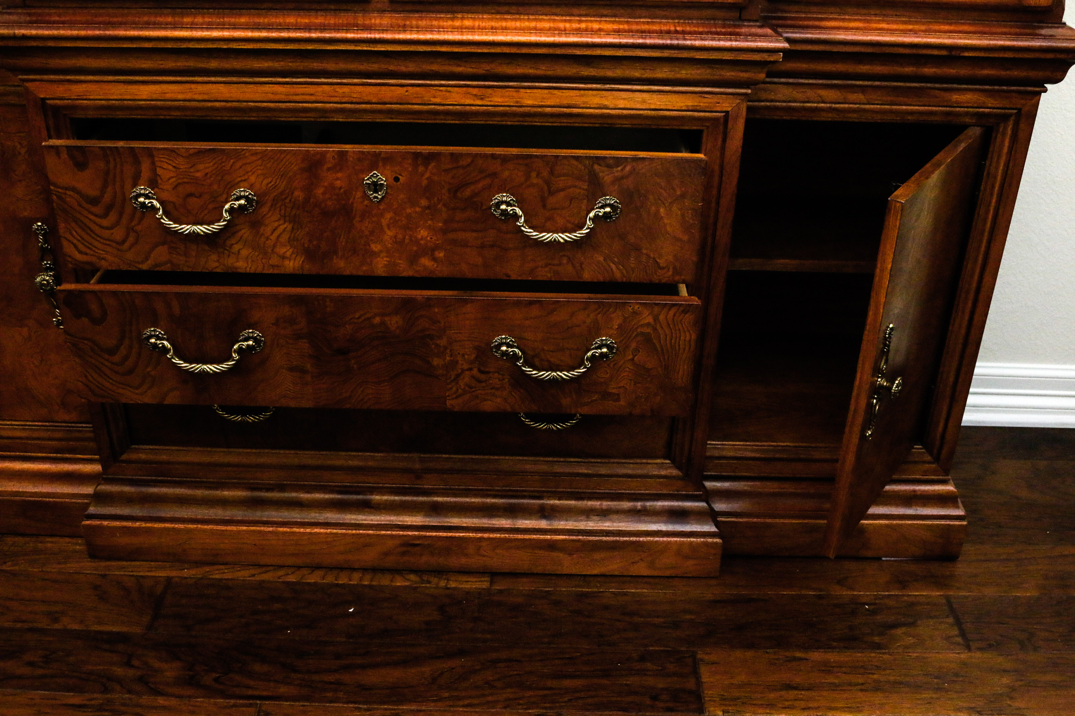 Large Glass and Wooden China Cabinet by Thomasville