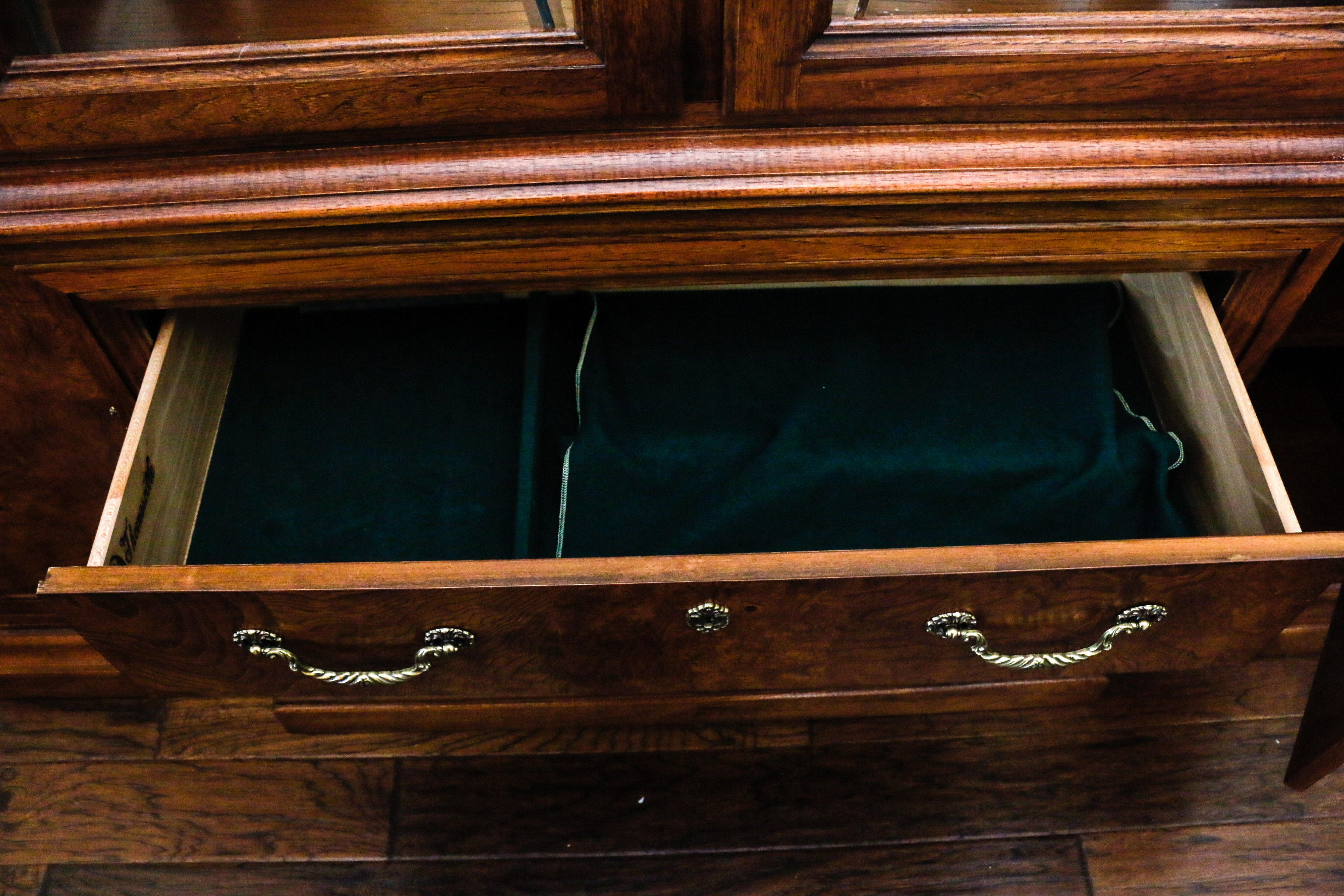 Large Glass and Wooden China Cabinet by Thomasville