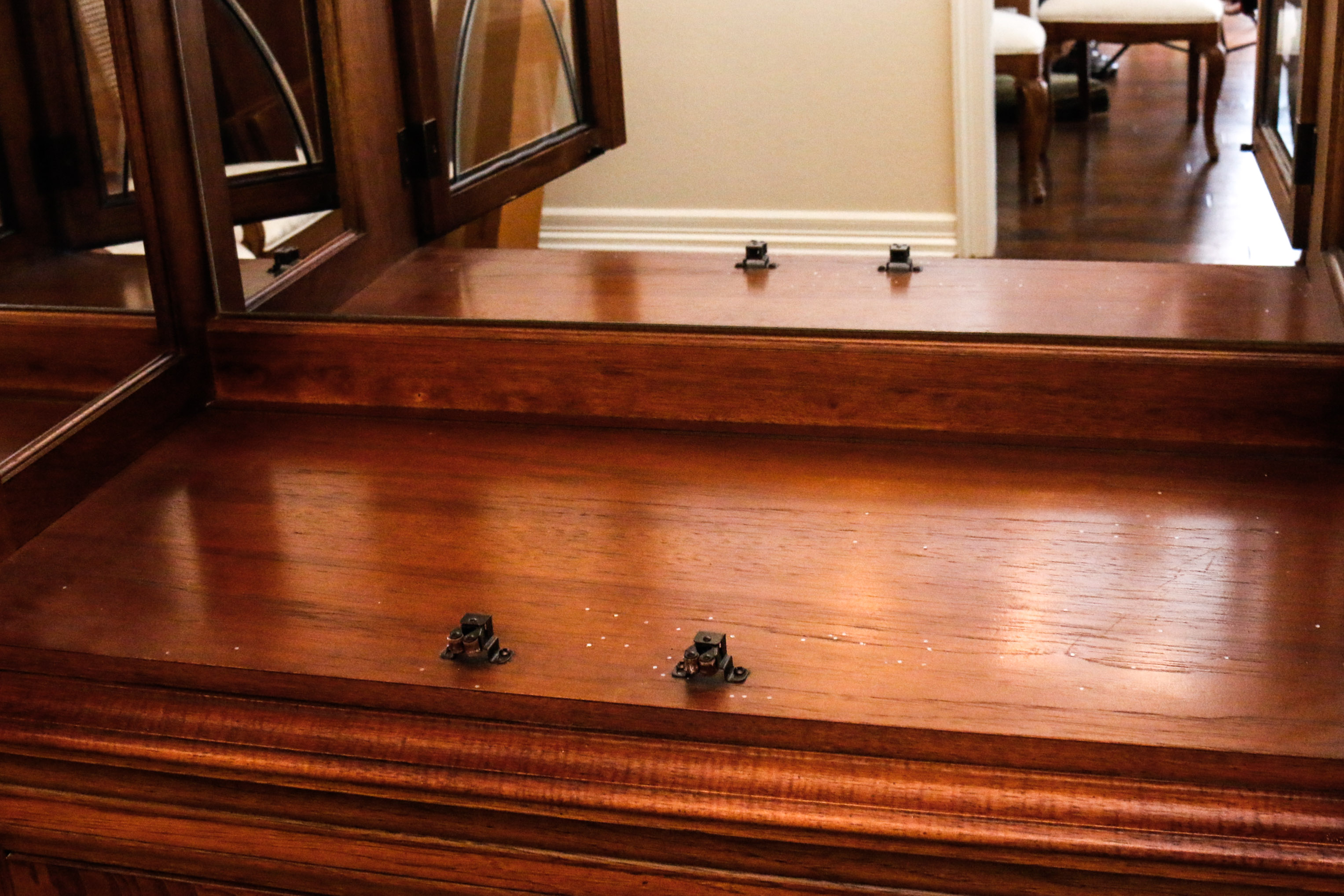Large Glass and Wooden China Cabinet by Thomasville