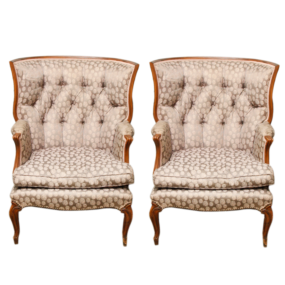 Pair of Michigan Furniture Vintage Upholstered Arm Chairs