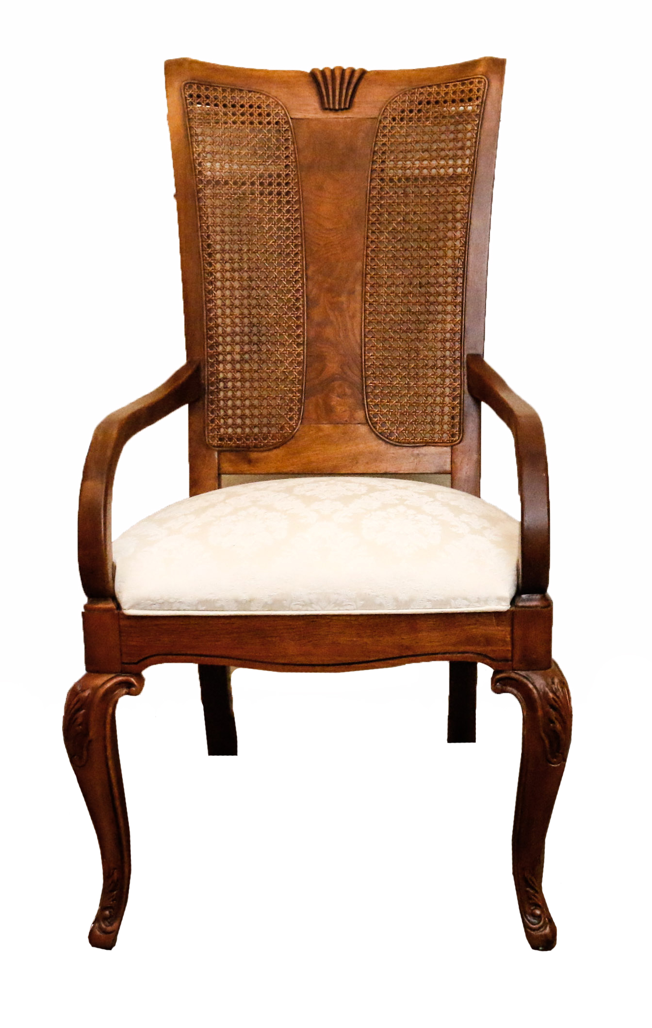 Set of Wooden and Cane Back Dining Room Chairs