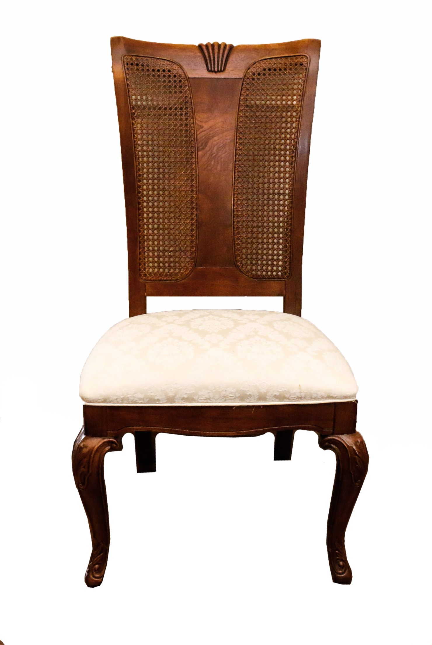 Set of Wooden and Cane Back Dining Room Chairs