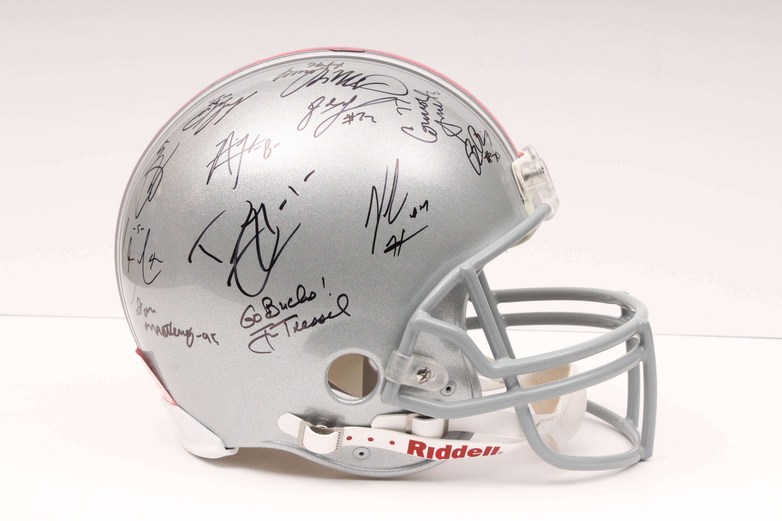 Jim Tressel and Players Autographed OSU Helmet