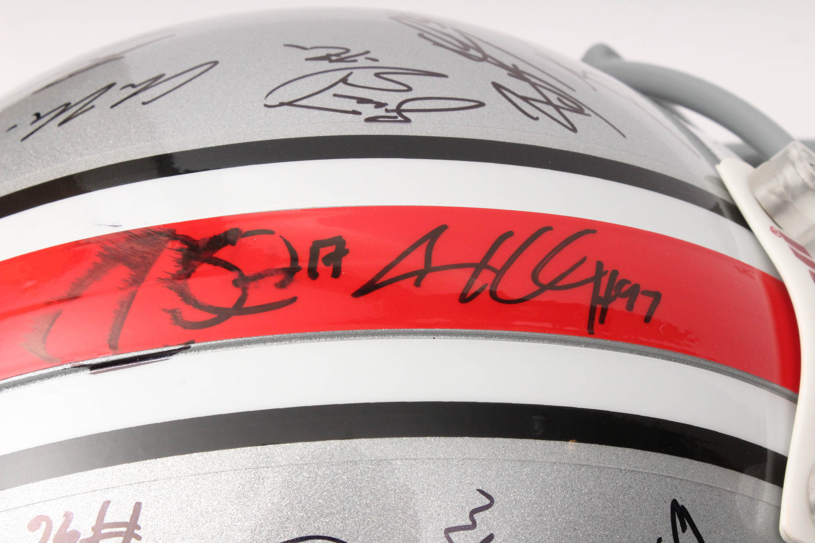 Jim Tressel and Players Autographed OSU Helmet