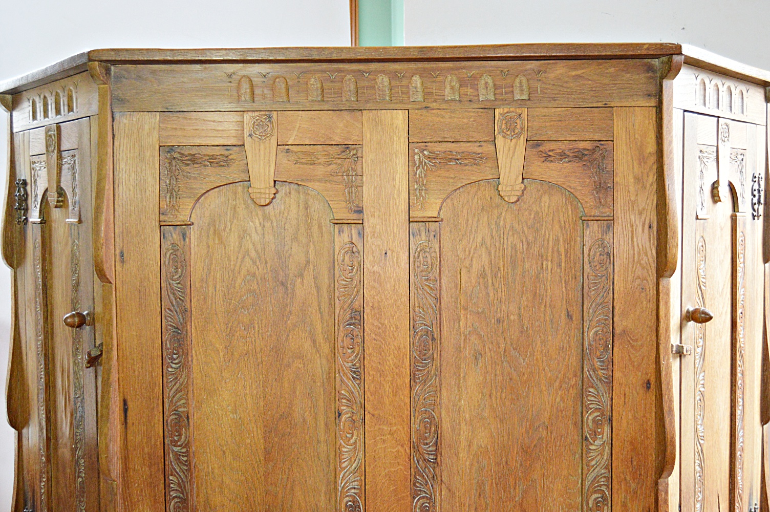 Vintage English Gothic Style Oak Bar