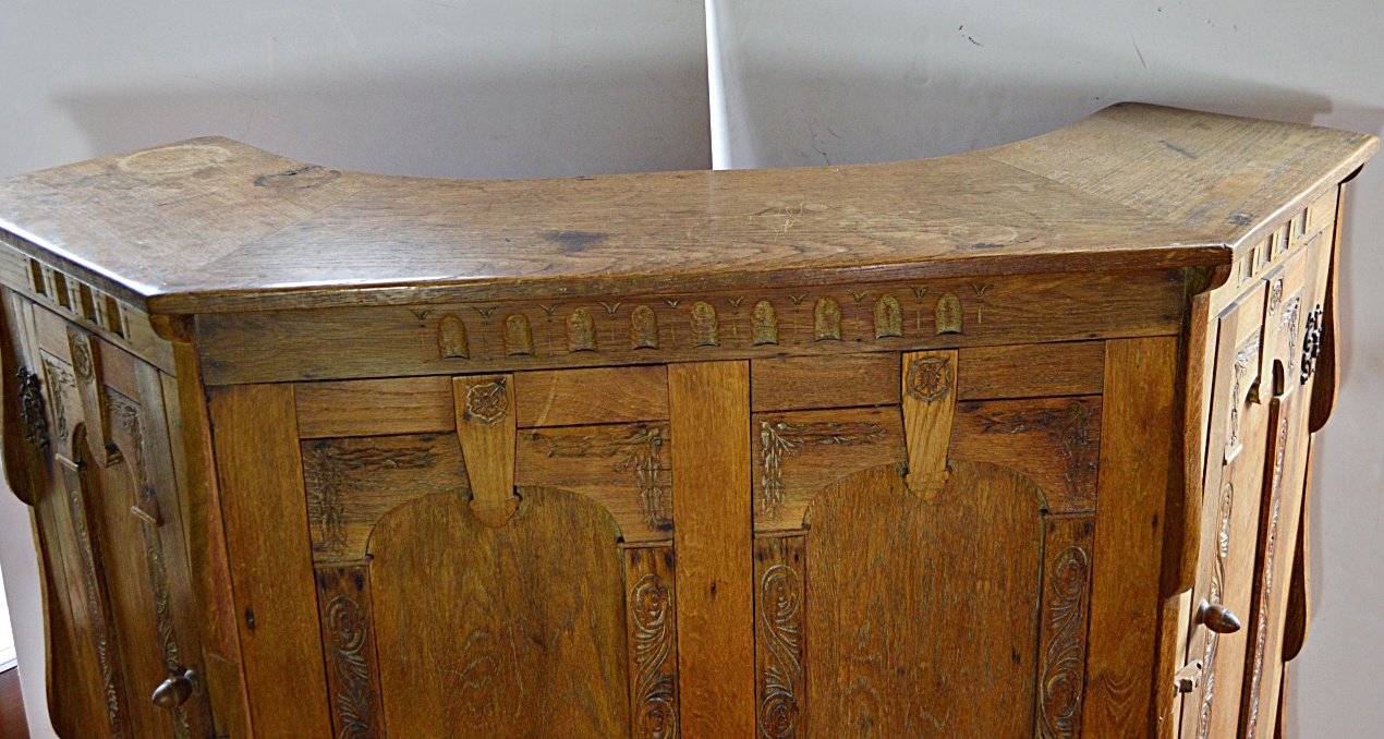 Vintage English Gothic Style Oak Bar