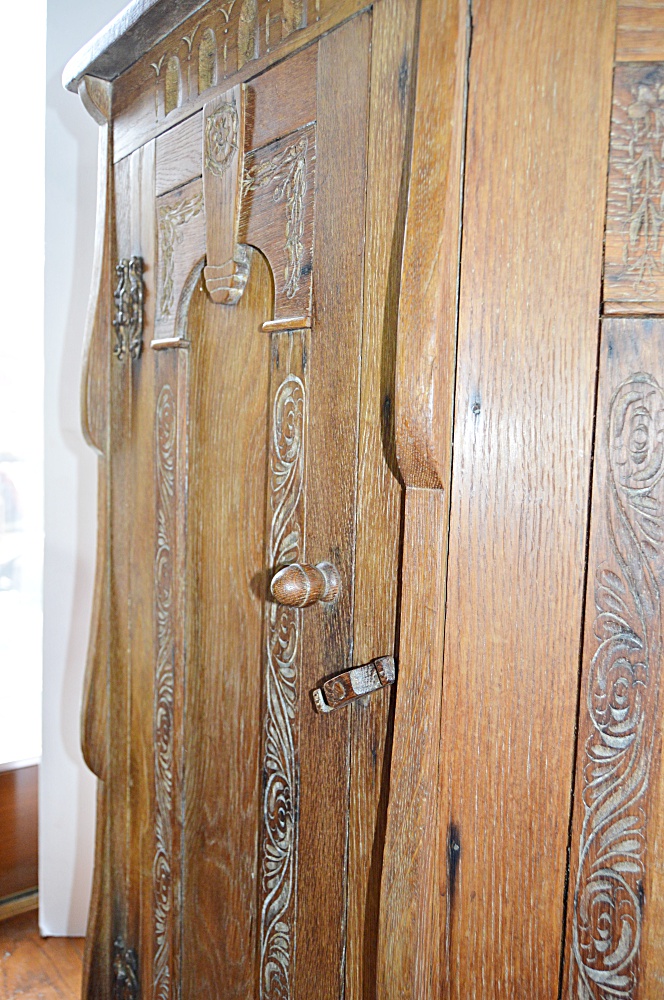 Vintage English Gothic Style Oak Bar