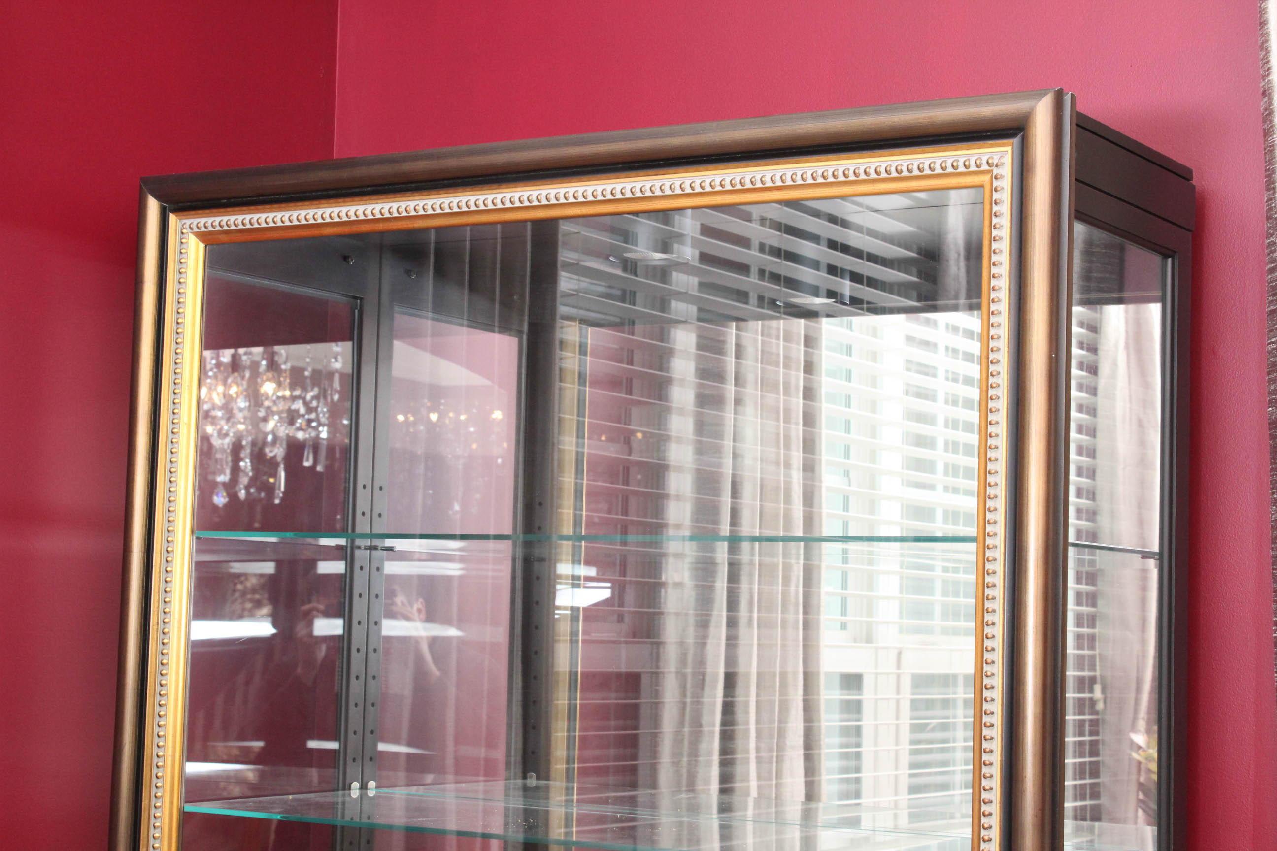 Framed Glass Sliding Door Lighted Display Case