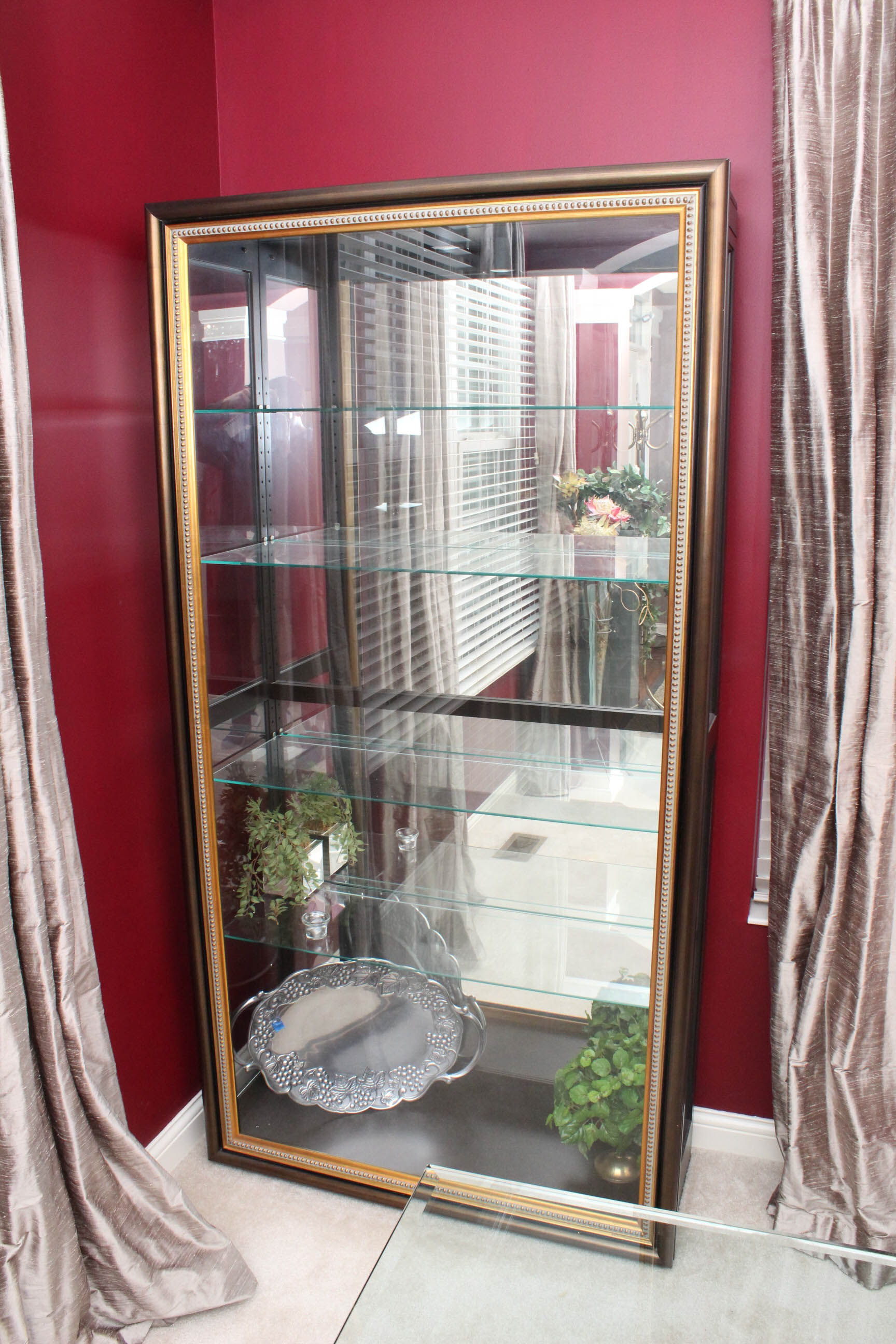 Framed Glass Sliding Door Lighted Display Case