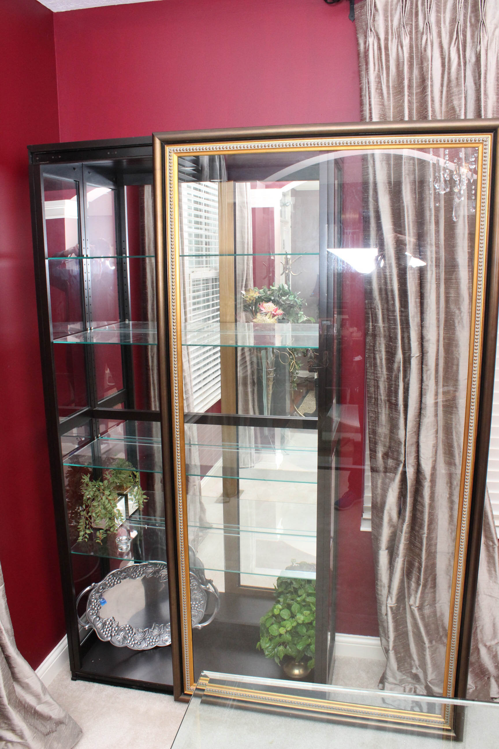 Framed Glass Sliding Door Lighted Display Case