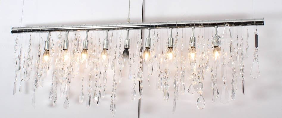 Modern Crystal Linear Chandelier By Nuevo