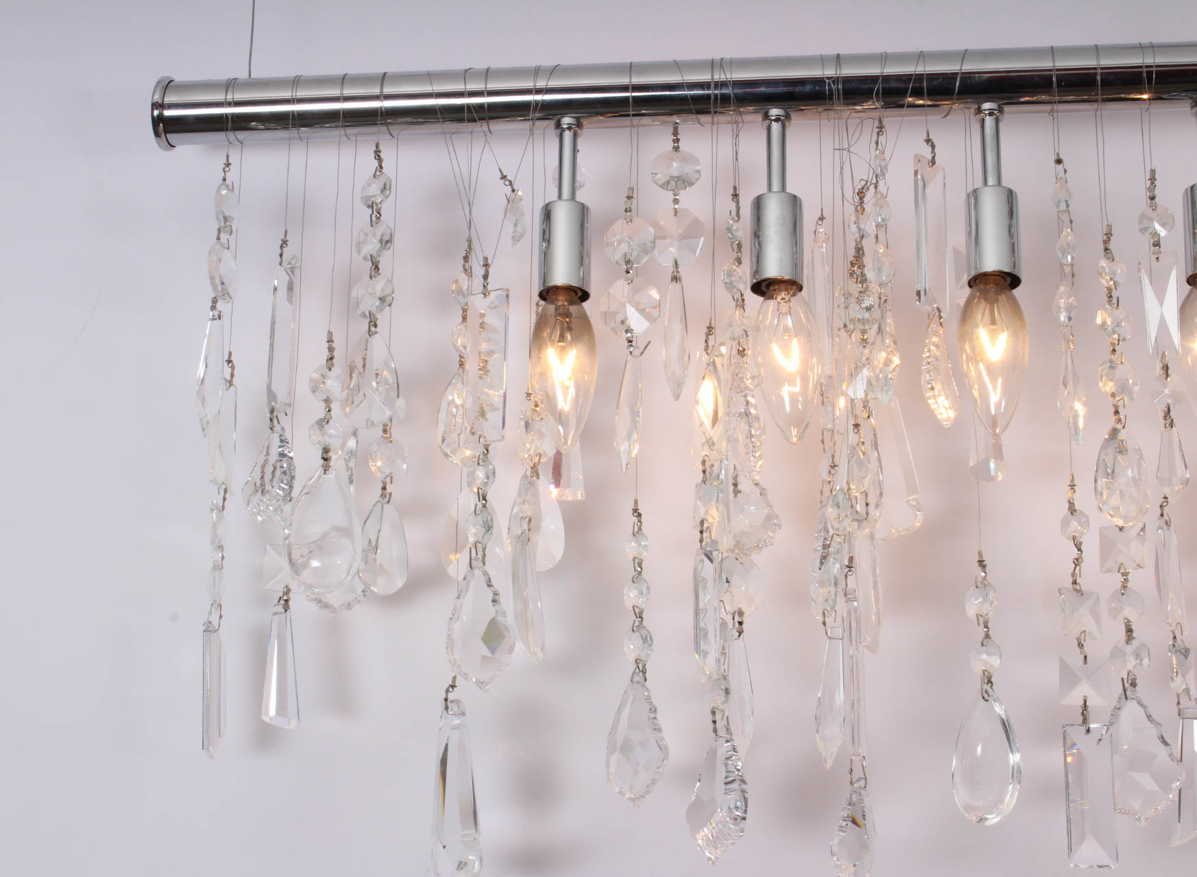 Modern Crystal Linear Chandelier By Nuevo