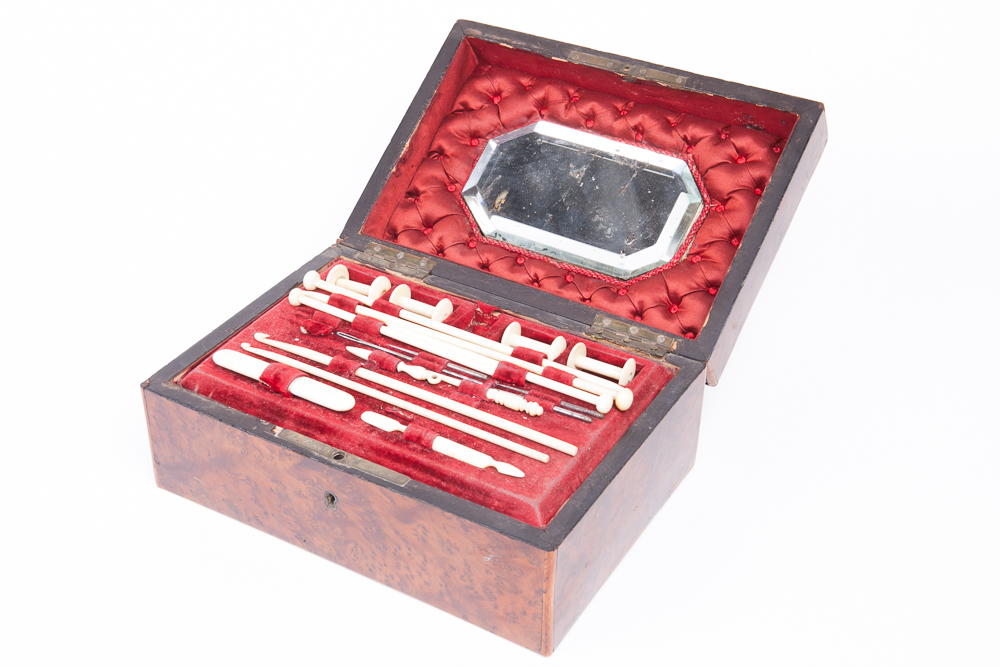 French Victorian Amboyna Sewing Kit